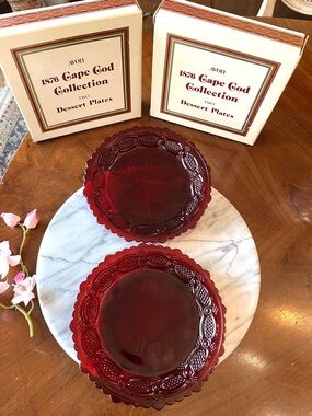Avon Cape Cod Ruby Red 1876 Collection 7.25” Lunch Plates, 2 per Box/4 Total